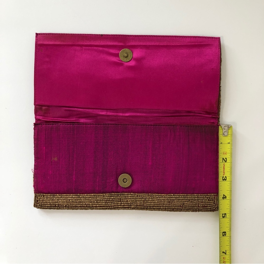 Brass Beaded Silk Slim Clutch handbag purse - Picture 8 of 8